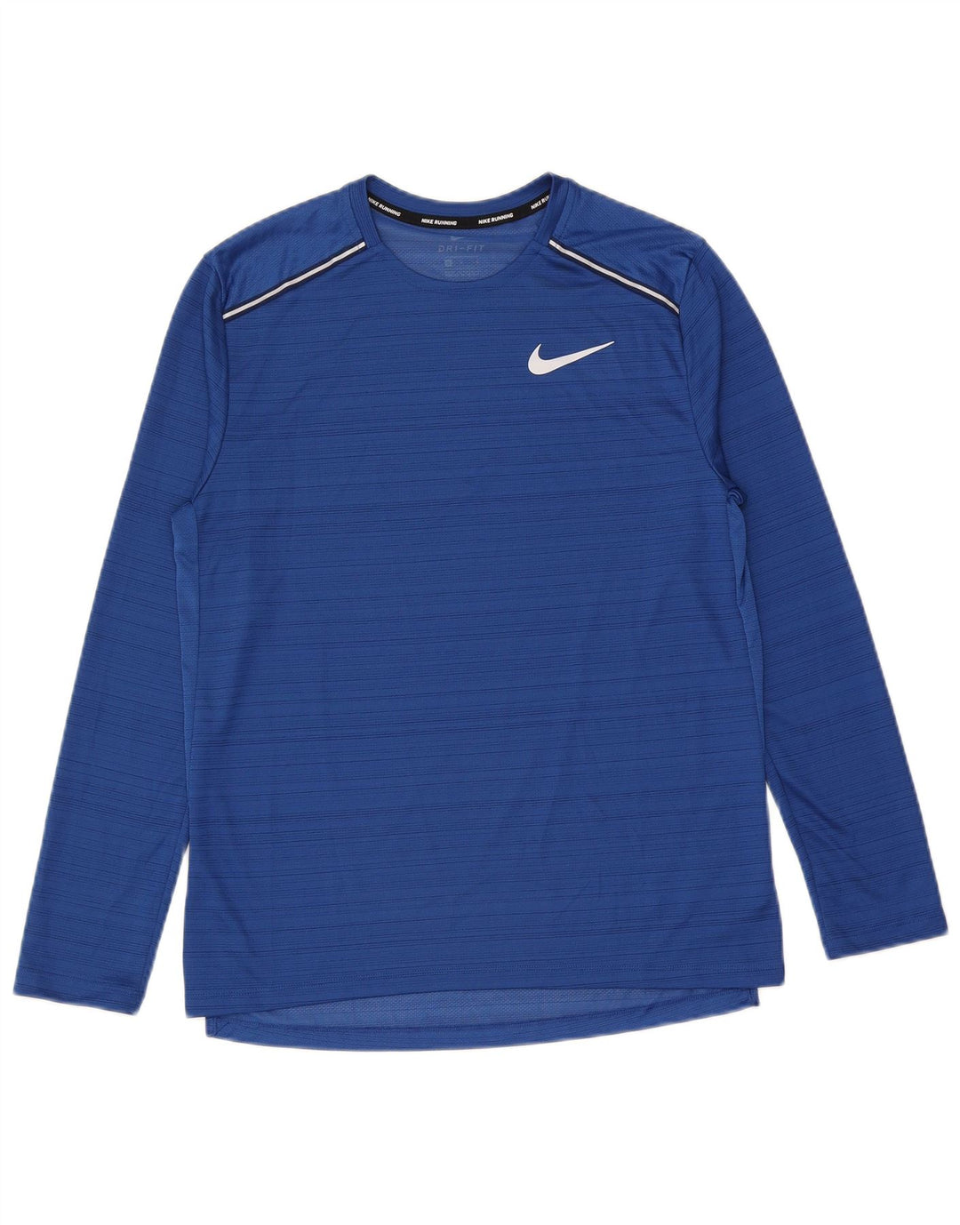 Top Nike Dri Fit da uomo a maniche lunghe in poliestere a righe blu medio