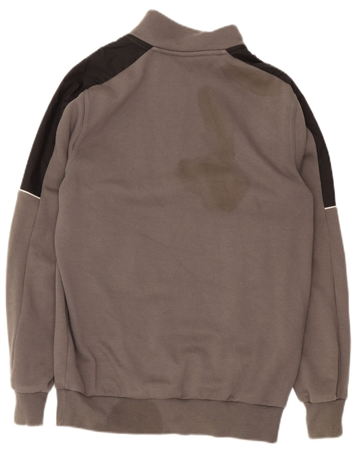 Felpa Puma da uomo con zip e collo, piccola, in cotone color block grigio