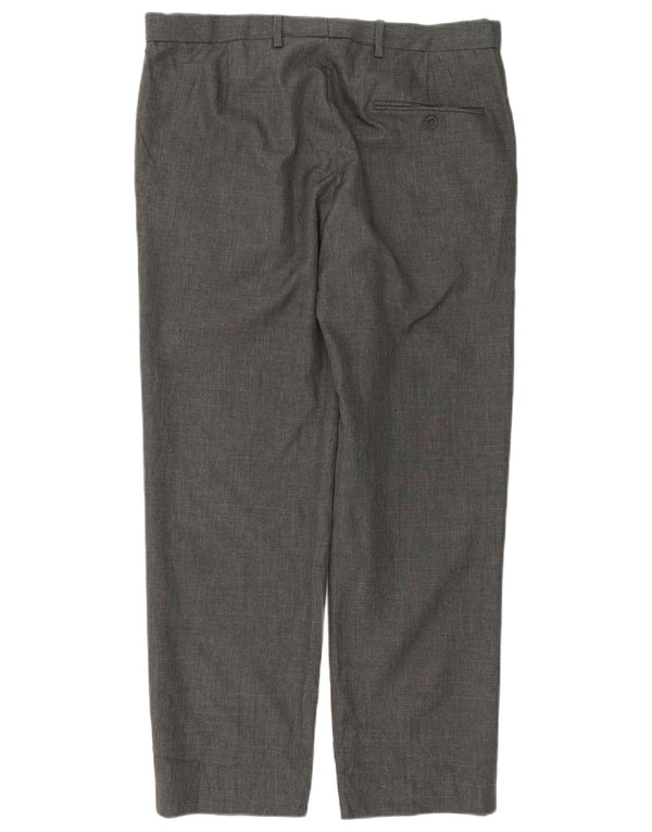 Pantaloni da abito dritti su misura da uomo Marks & Spencer W34 L29 poliestere grigio