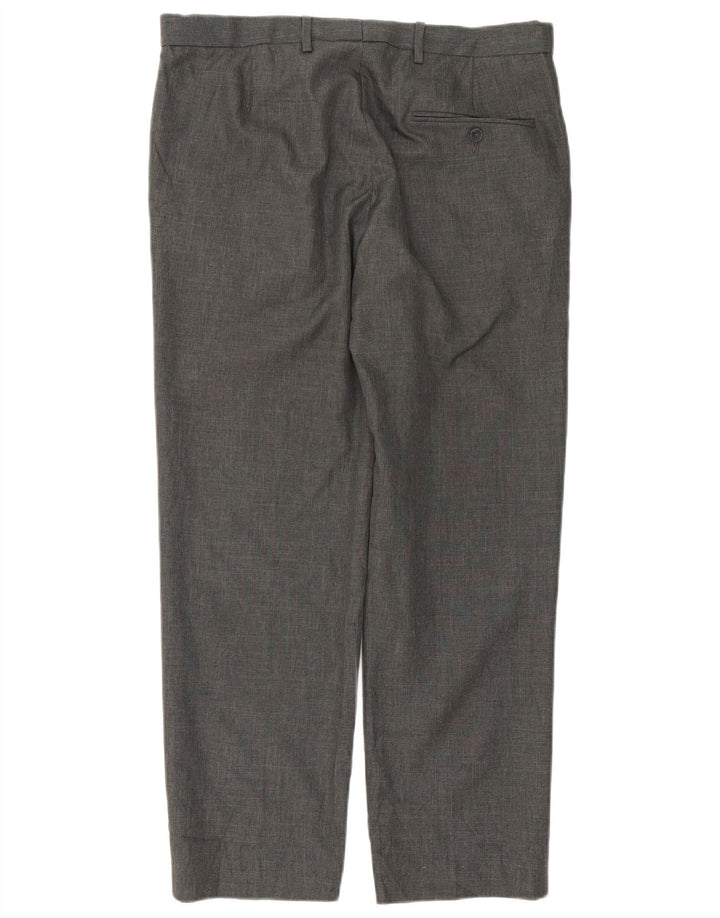 Pantaloni da abito dritti su misura da uomo Marks & Spencer W34 L29 poliestere grigio