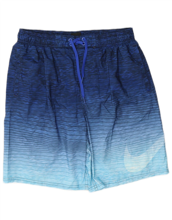 Pantaloncini da bagno con grafica Nike da uomo, grandi, in poliestere gessato blu