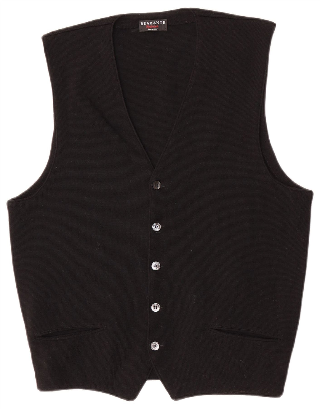 Maglione Cardigan Senza Maniche Uomo Bramante IT 48 Medio Nero Lana Vergine