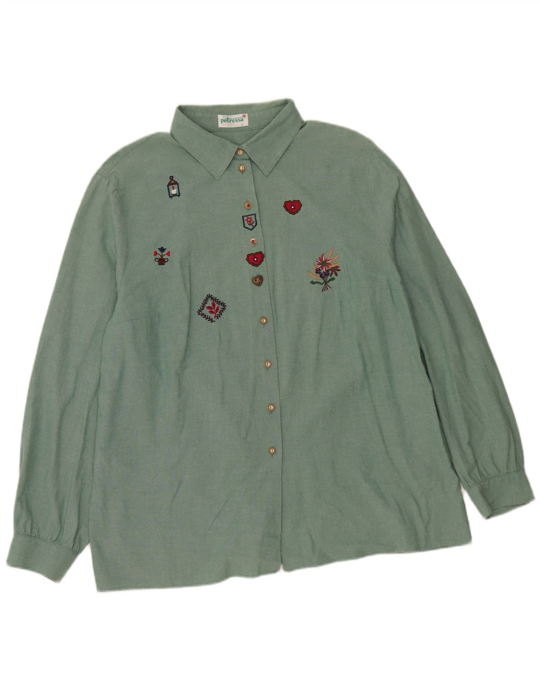 Camicia ampia da donna Petressa EU 44 XL cotone floreale verde