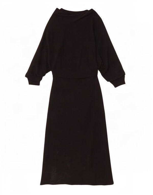 Vestito lungo a maniche lunghe da donna Zara UK 8 Small in viscosa nera
