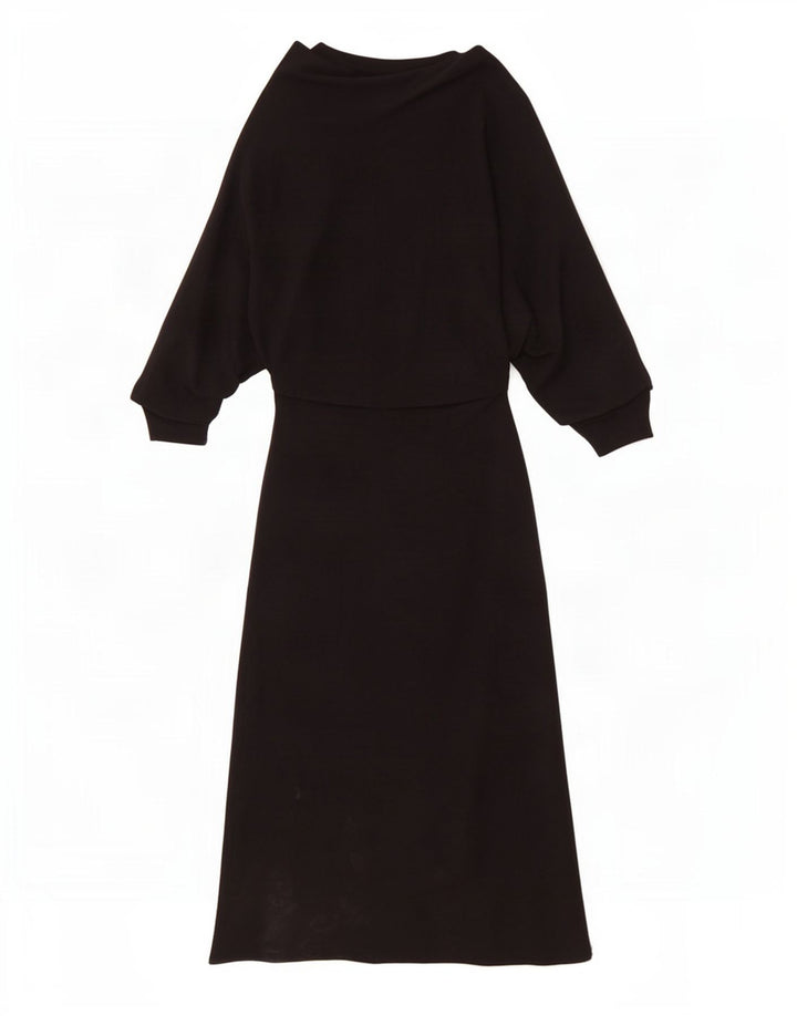 Vestito lungo a maniche lunghe da donna Zara UK 8 Small in viscosa nera