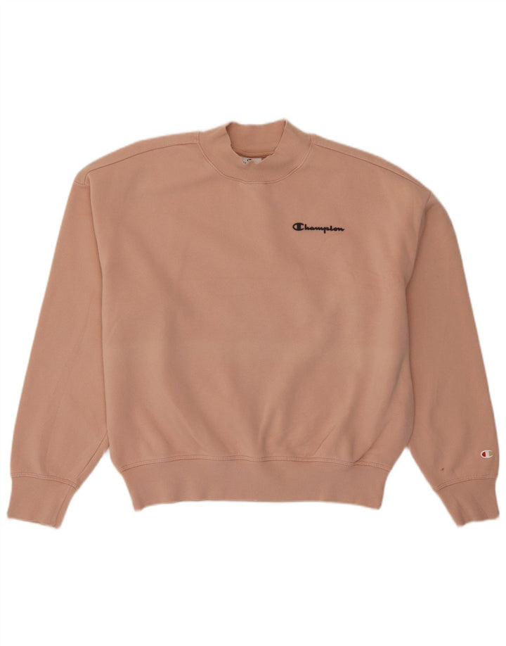Felpa corta oversize da donna Champion, maglione UK 14, cotone rosa medio