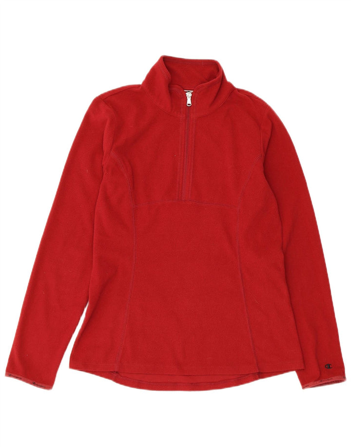 Maglione in pile da donna Champion con zip e collo UK 10 piccolo rosso