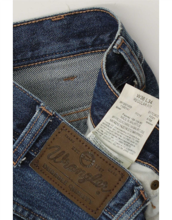 Jeans dritti da uomo Wrangler vestibilità regolare W36 L34 cotone blu