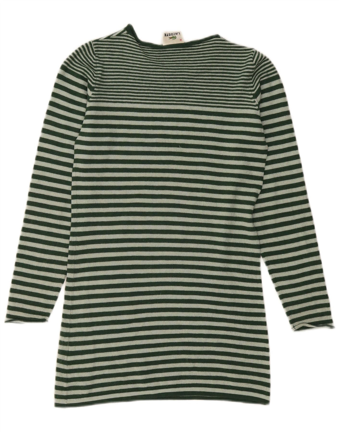 Maglione maglione da donna con scollo a barca Lacoste taglia 36 piccolo a righe verdi
