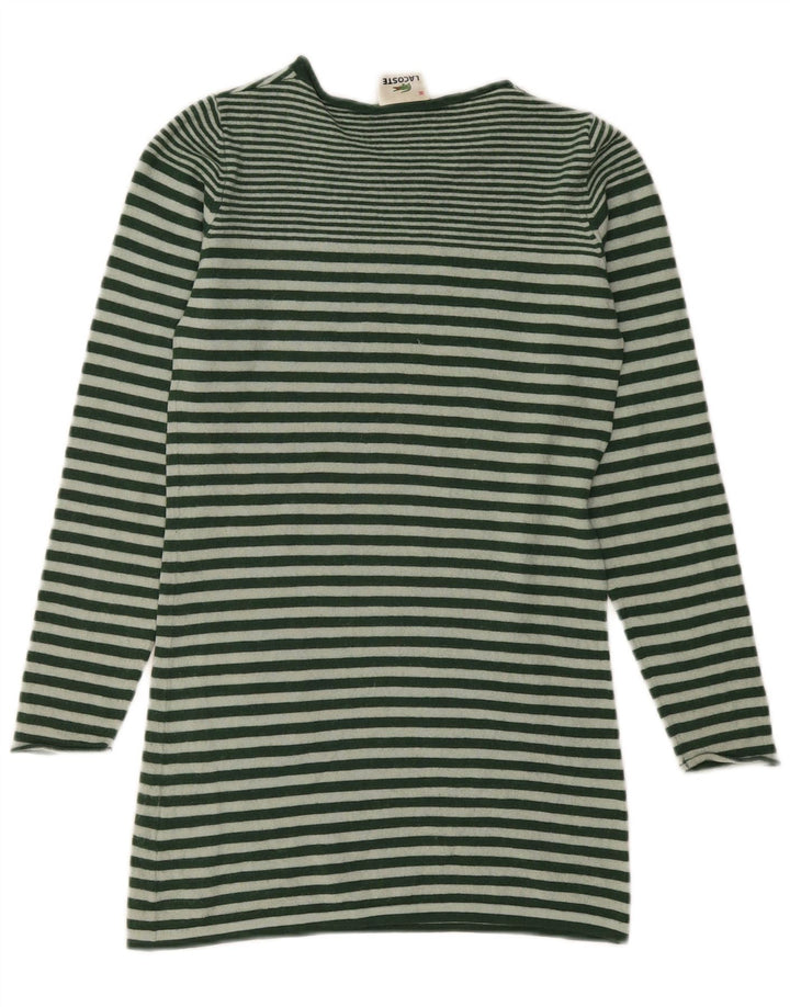 Maglione maglione da donna con scollo a barca Lacoste taglia 36 piccolo a righe verdi
