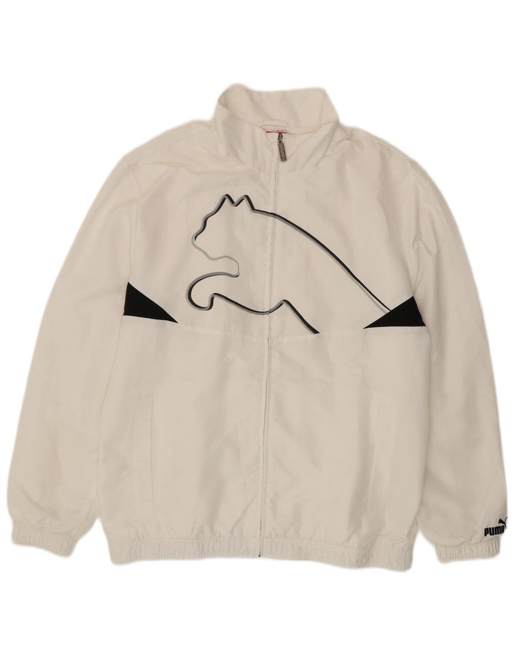 Giacca da ginnastica grafica da donna Puma Large in poliestere color block bianco