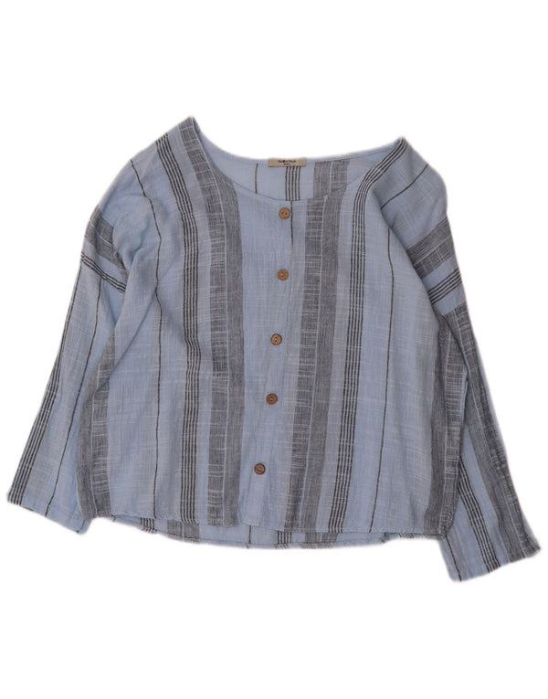 PIAZZA ITALIA Camicia a maniche lunghe da donna Camicetta UK 16 Large Blue Striped