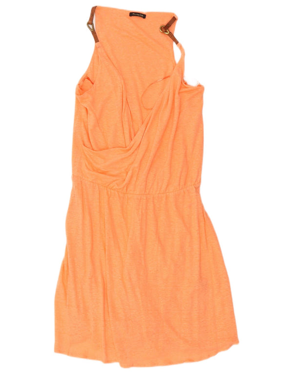Abito tubino da donna Massimo Dutti UK 12 Lino screziato arancione medio