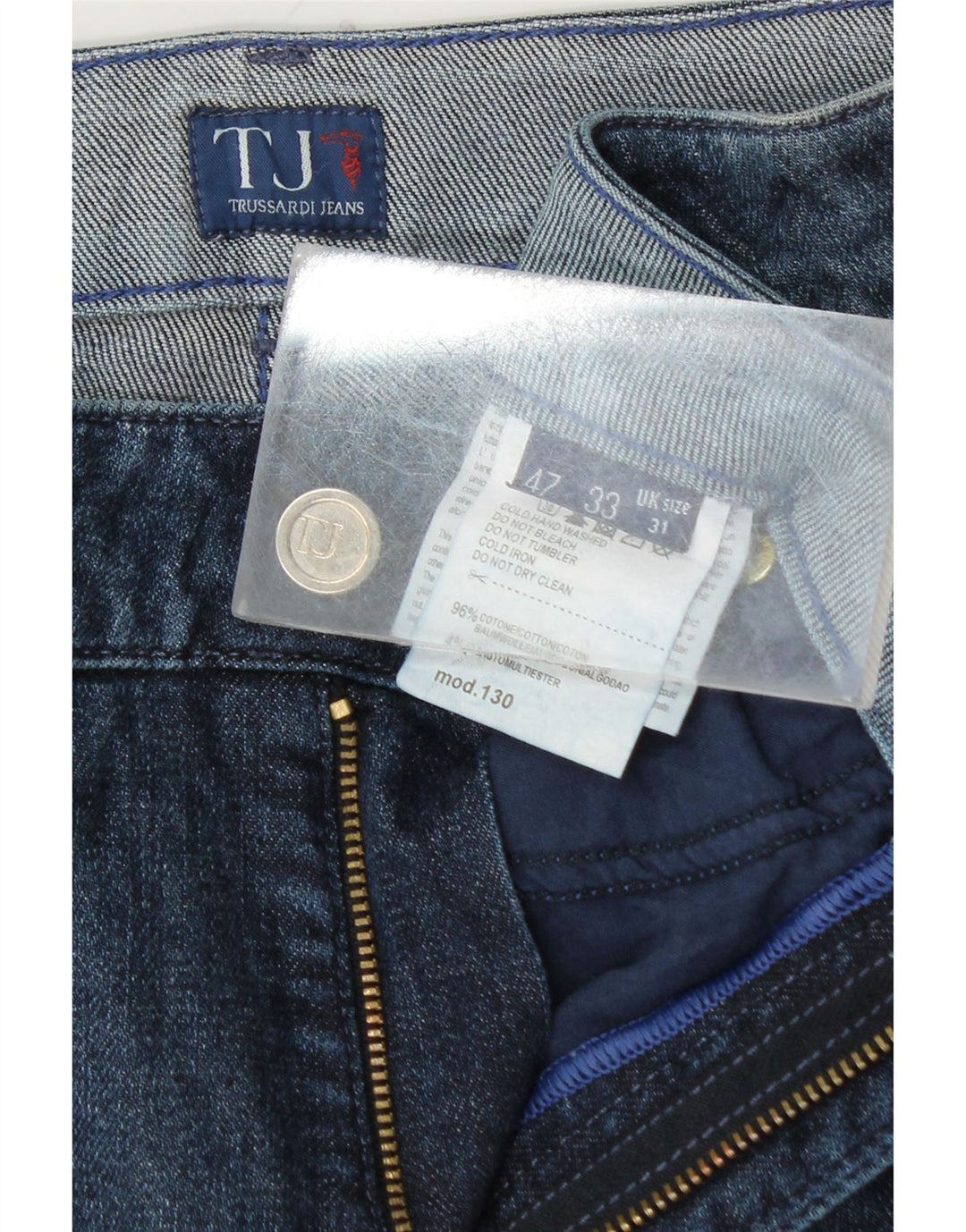 Jeans Dritti Donna TRUSSARDI W31 L33 Blu Navy Cotone