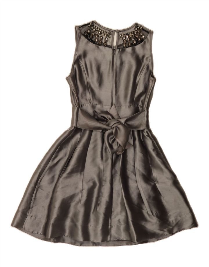WAREHOUSE Womens Sleeveless A-Line Dress UK 10 Small  Grey Viscose Vintage Warehouse and Second-Hand Warehouse from Messina Hembry 