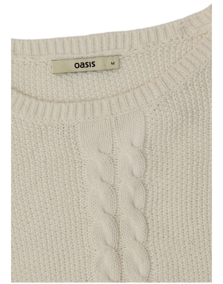 Maglione maglione con scollo a barca da donna Oasis UK 14 Cotone bianco medio