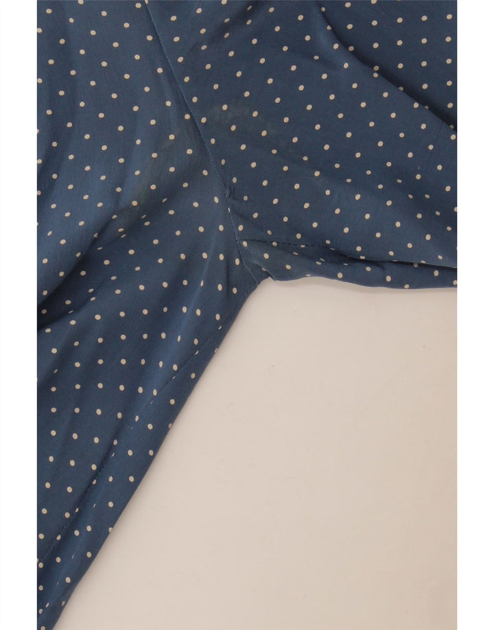 Abito a trapezio vintage da donna UK 12 blu medio maculato