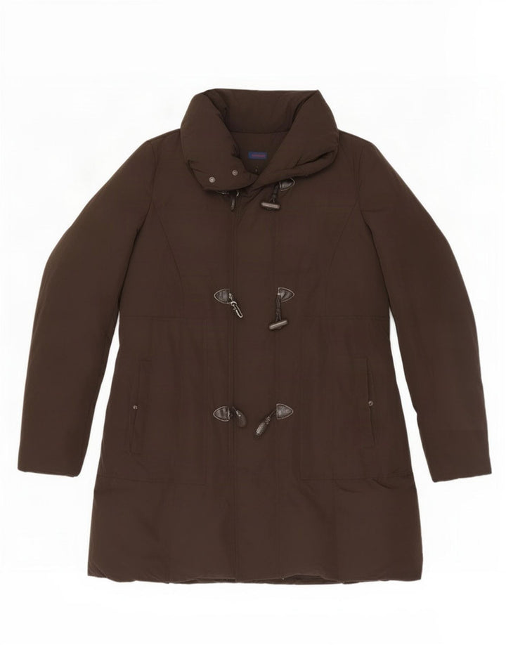 Piumino Donna Trussardi Jeans con Cappuccio IT 46 Large Marrone Poliestere