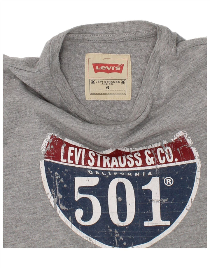 LEVI'S Boys Graphic Top Long Sleeve 5-6 Years Grey Cotton Vintage Levi's and Second-Hand Levi's from Messina Hembry 