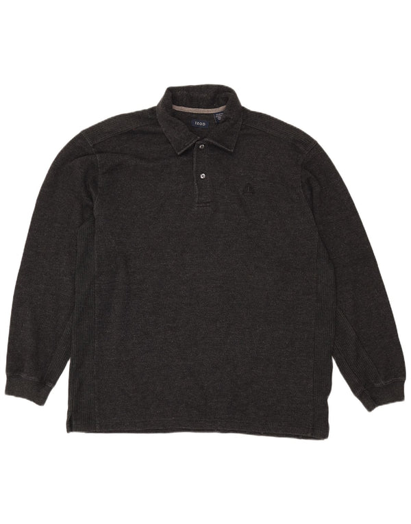 Polo da uomo a maniche lunghe IZOD XL in cotone nero