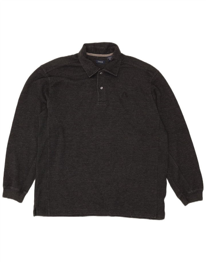 Polo da uomo a maniche lunghe IZOD XL in cotone nero