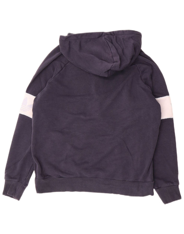 Felpa con cappuccio grafica da donna Adidas UK 10 Small Blu Navy Colourblock