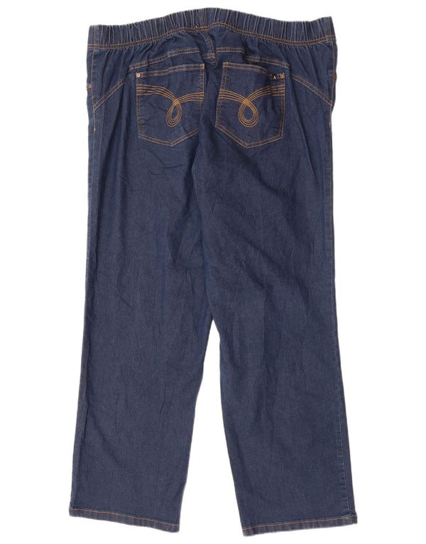 Jeans dritti autografati da donna Marks & Spencer UK 22 3XL W44 L29 Blu navy