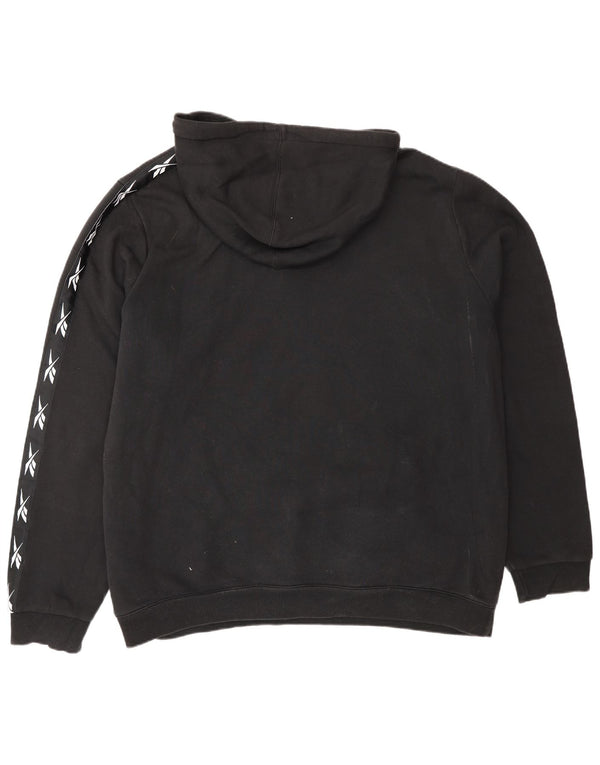 REEBOK Felpa con cappuccio grafica da uomo XL in cotone nero