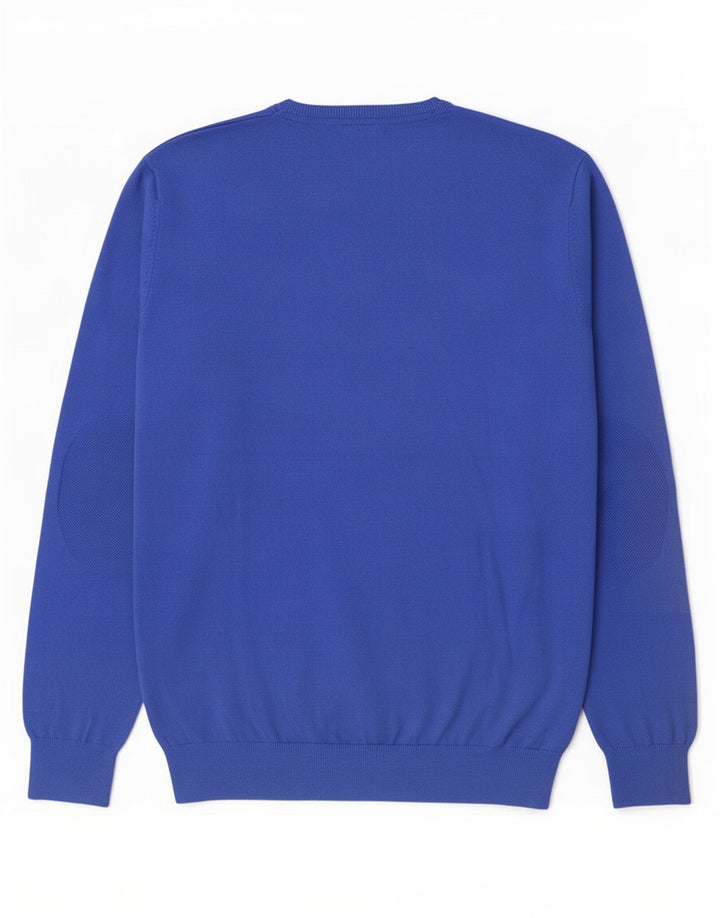 Massimo Dutti Maglione da uomo con scollo a V grande in cotone blu