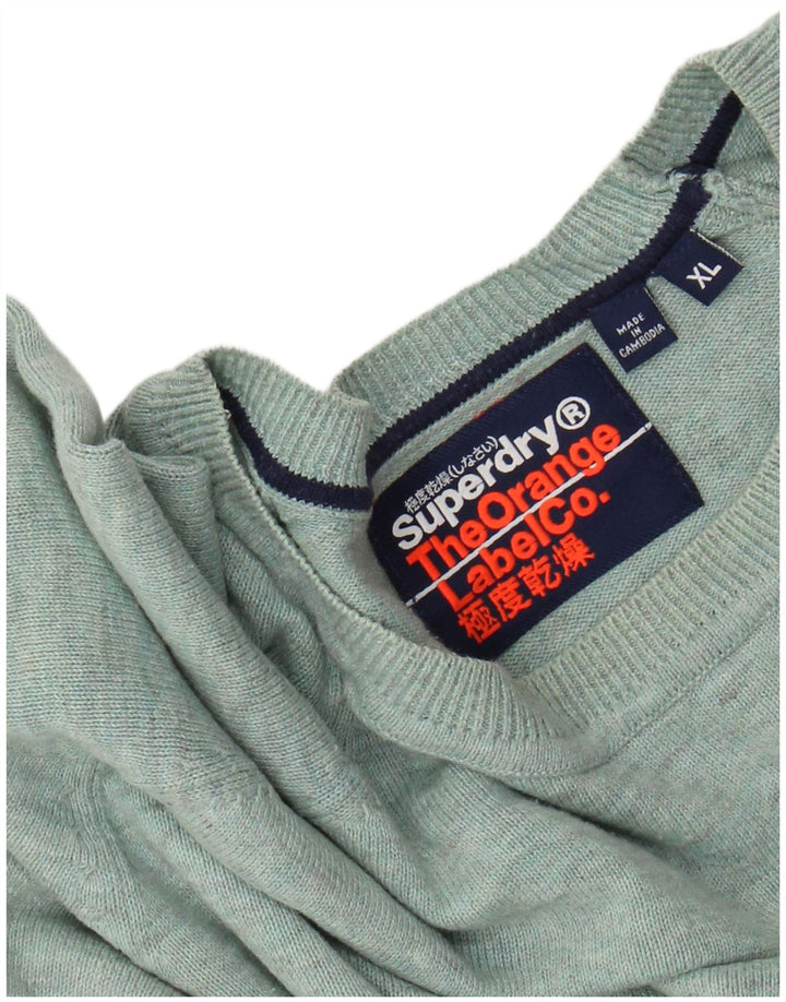Maglione maglione girocollo da uomo SUPERDRY XL verde screziato