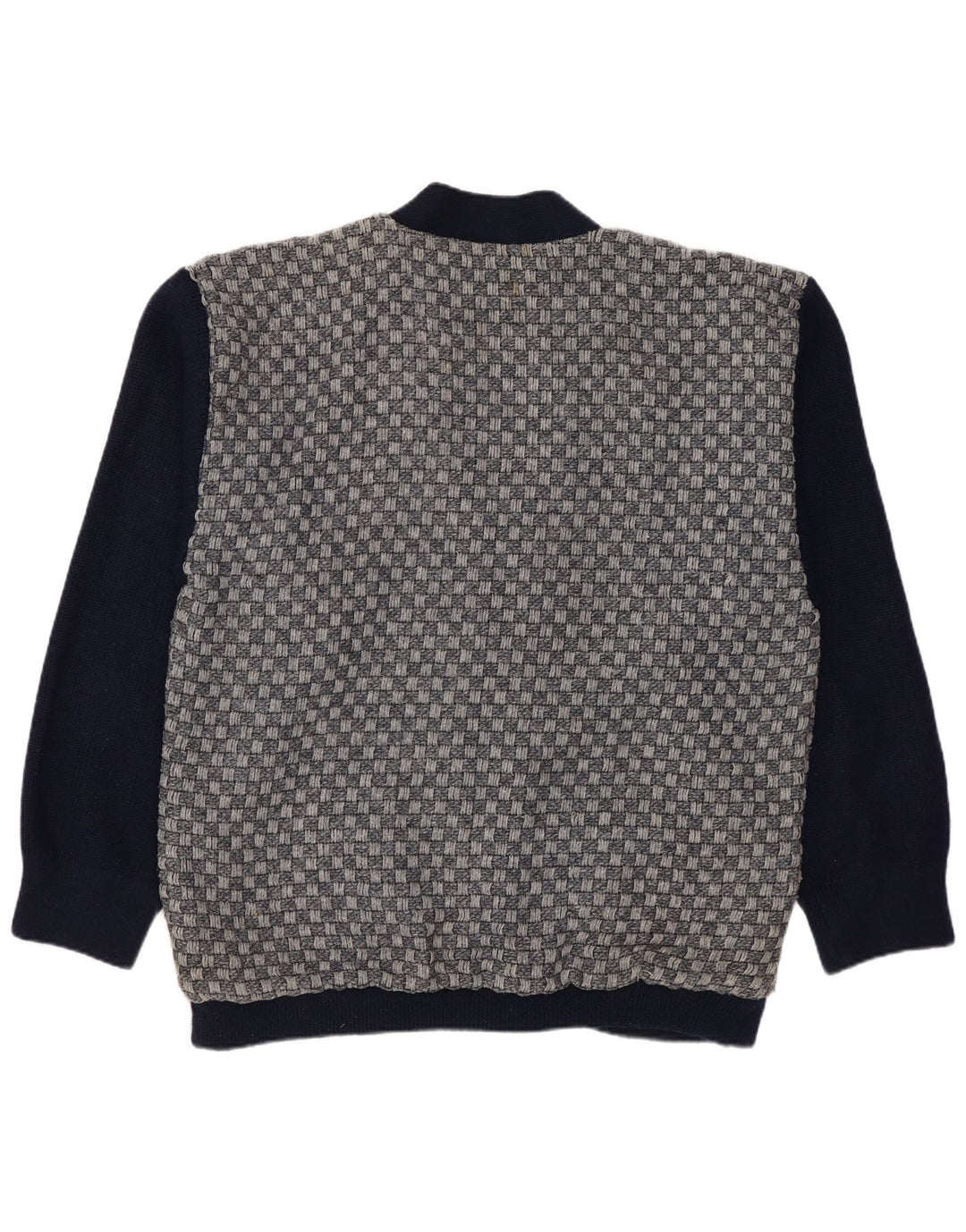 Maglione cardigan da uomo vintage medio blu navy geometrico