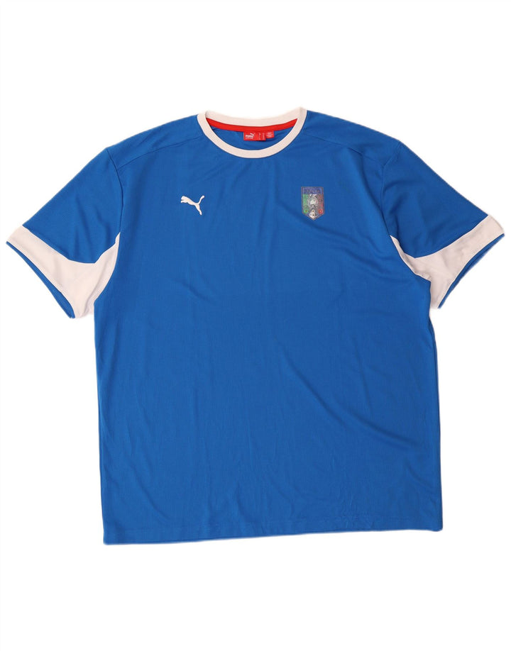 T-shirt Puma Uomo Italia Top XL Blu Colourblock Poliestere