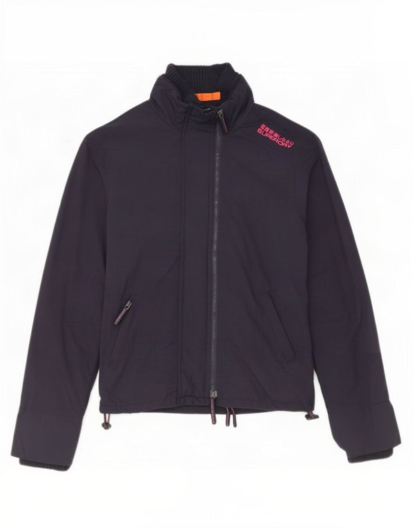 Giacca antipioggia grafica da donna Superdry UK 18 XL nylon blu navy