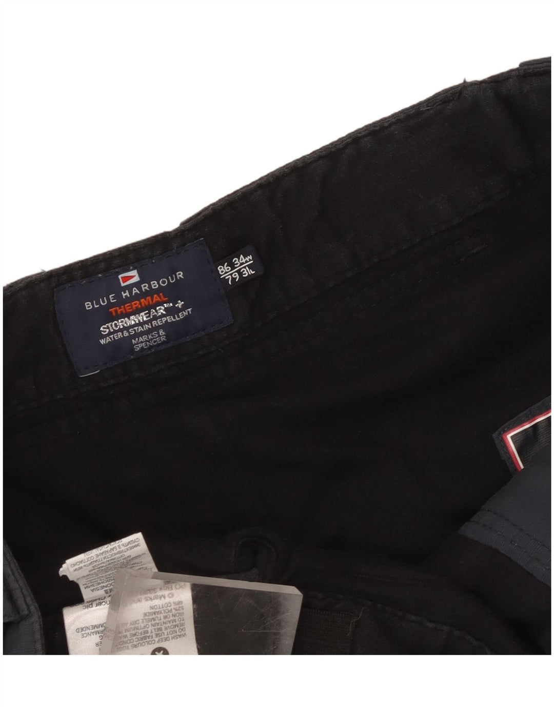Pantaloni cargo dritti da uomo Marks & Spencer W34 L31 blu navy in poliammide