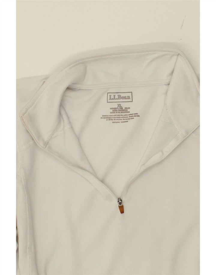 L.L.BEAN Womens Zip Neck Sweatshirt Jumper UK 18 XL White Polyester Vintage L.L.Bean and Second-Hand L.L.Bean from Messina Hembry 