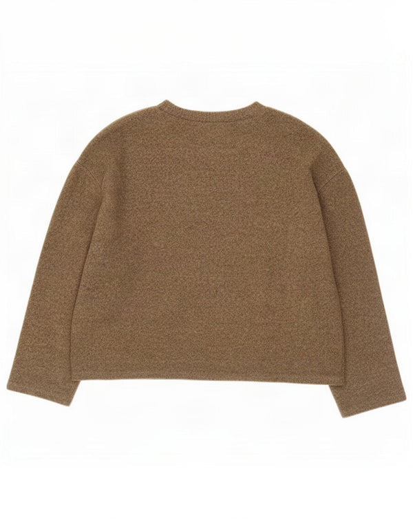 Top Zara da donna oversize con maniche a 3/4 UK 16 grande cotone screziato marrone