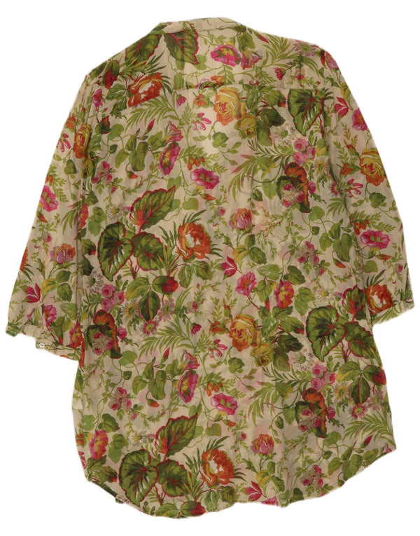 Abito a tunica con maniche a 3/4 da donna Zara UK 18 XL in cotone floreale verde