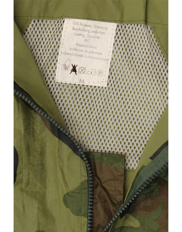 VINTAGE Mens Loose Fit Rain Jacket UK 38 Medium Khaki Camouflage Polyester Vintage Vintage and Second-Hand Vintage from Messina Hembry 