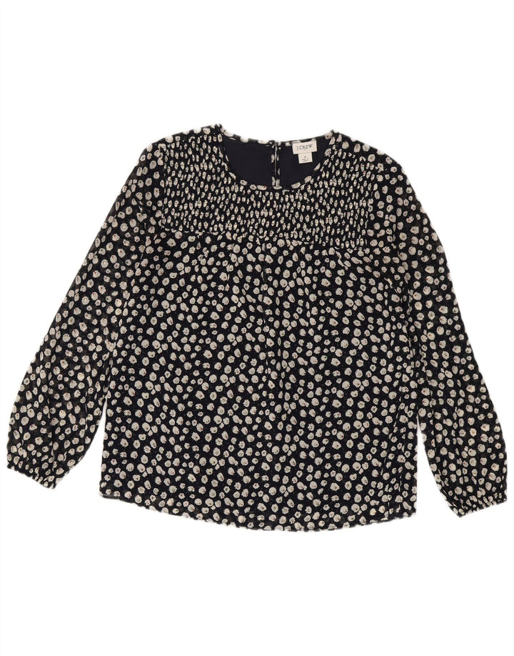 J. CREW Camicetta a maniche lunghe da donna Top US 4 Small Blu navy floreale