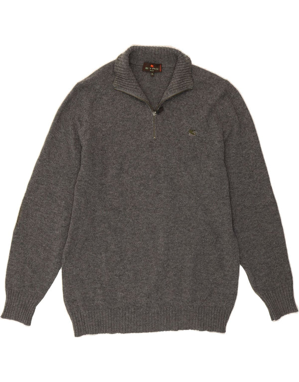 ETRO Mens Zip Neck Jumper Sweater XL Grey Wool