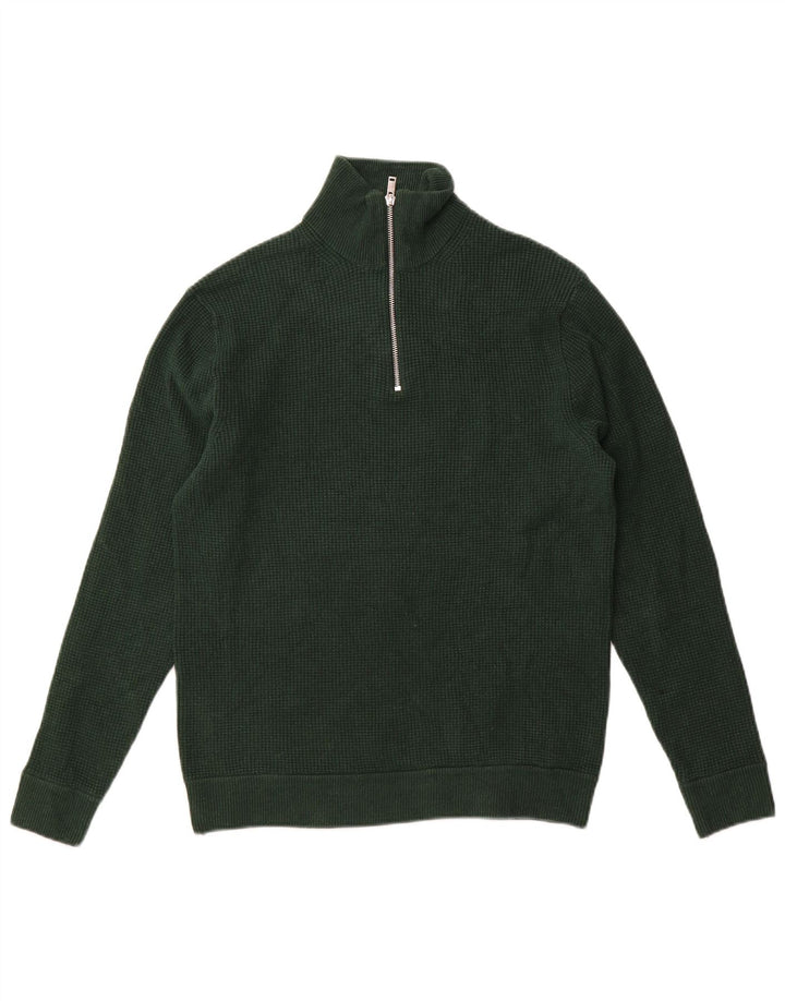 Maglione da uomo Marks & Spencer con zip e collo in poliestere verde medio