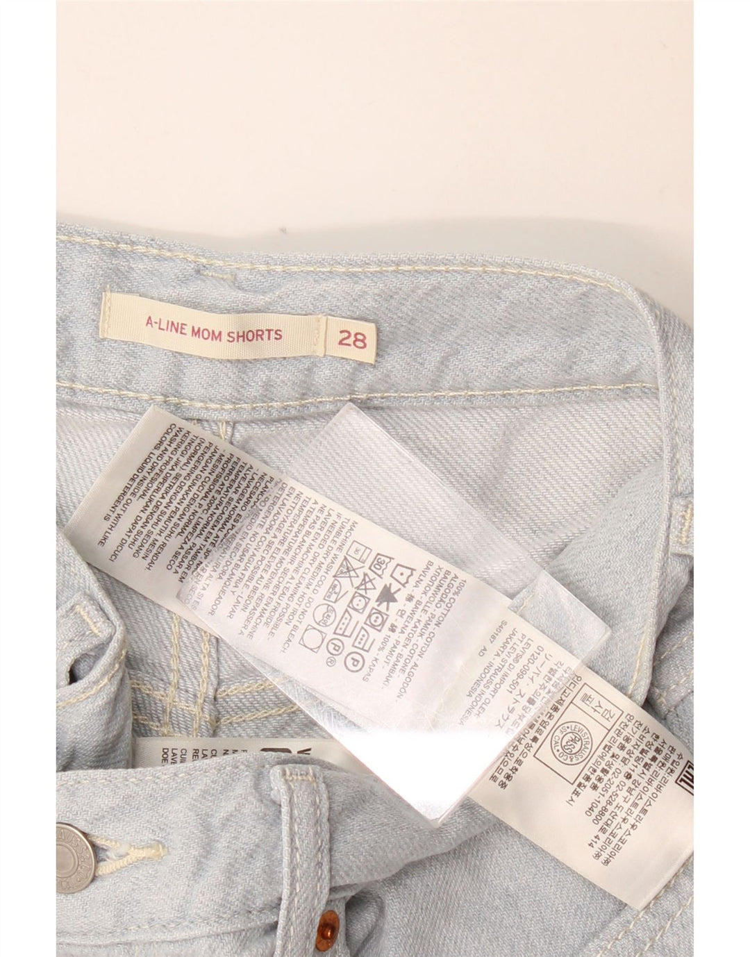 LEVI'S Pantaloncini di jeans mamma da donna W28 Cotone blu medio