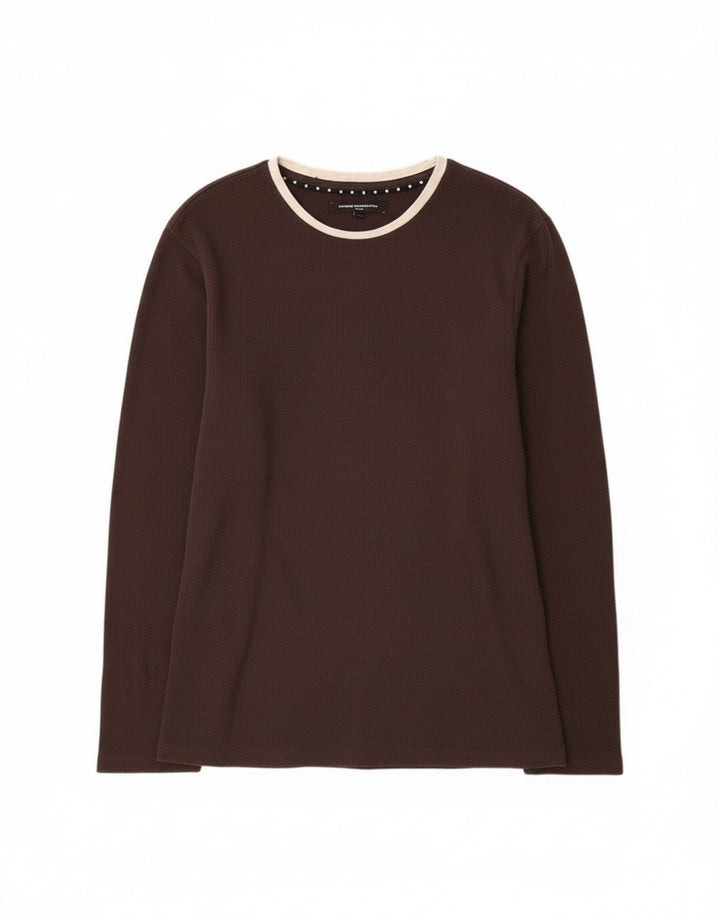 French Connection Top da uomo a maniche lunghe in cotone grigio grande