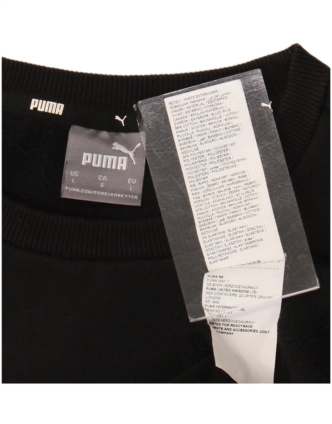 Felpa da uomo Puma Maglione grande in cotone nero