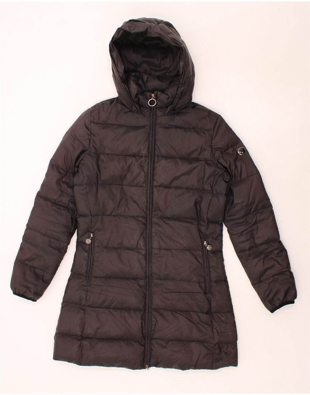 CHAMPION Womens Hooded Padded Coat UK 14 Medium Black Polyamide Vintage Champion and Second-Hand Champion from Messina Hembry 