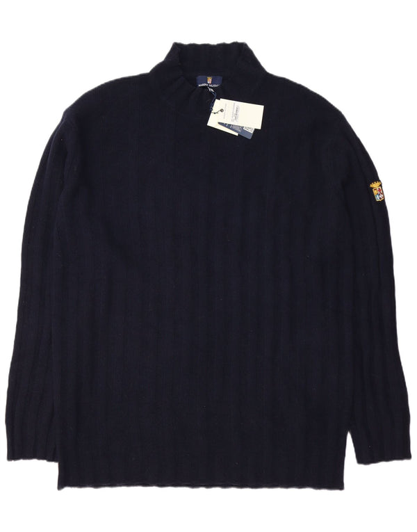Marina Militare Maglione maglione collo alto da uomo 3XL lana blu navy