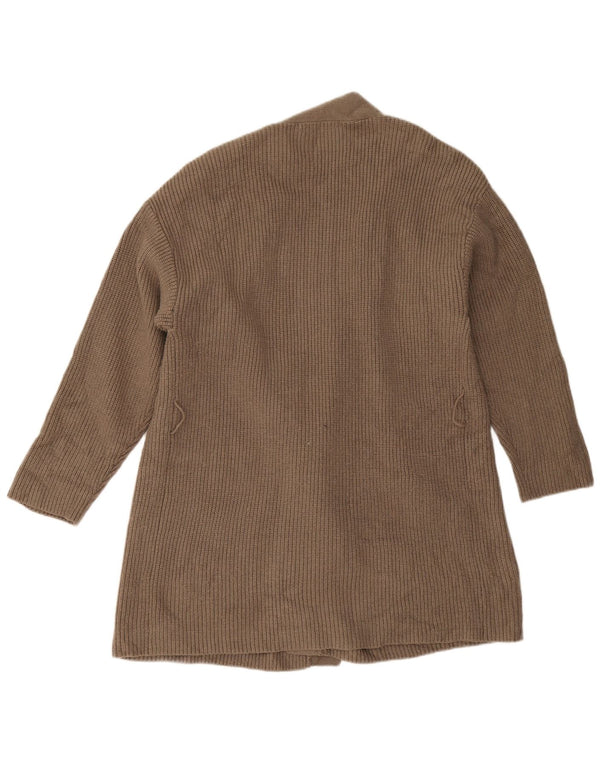 Maglione cardigan aperto oversize lungo da donna Zara UK 10 piccolo marrone