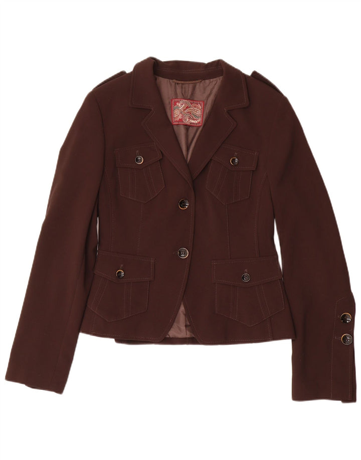 Giacca blazer militare a 2 bottoni da uomo Rosner EU 36 piccola poliestere marrone