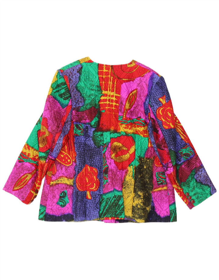 Giacca blazer da donna a 5 bottoni VINTAGE UK 14 floreale multicolore medio