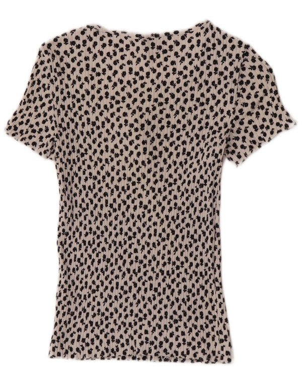 T-shirt da donna Benetton Top UK 8 piccola in cotone floreale bianco